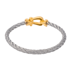 Bracelet Jonc FRED "Force 10" en or jaune et acier - Castafiore