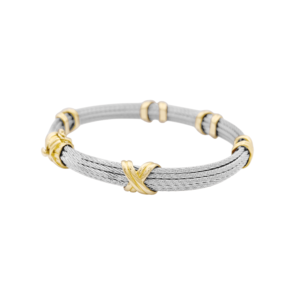 Bracelet Jonc FRED "Force 10" en or jaune et acier - Castafiore