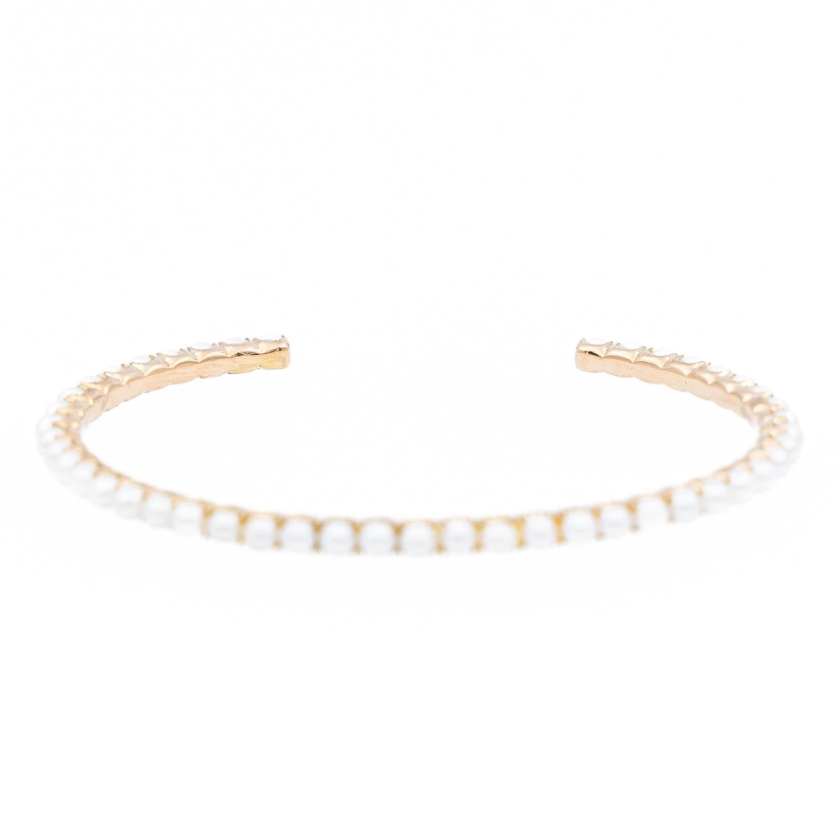 Bracelet Jonc GINETTE NY "Open Pearl Bang" en Or rose et Perle - Castafiore