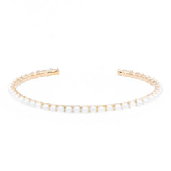 Bracelet Jonc GINETTE NY "Open Pearl Bang" en Or rose et Perle - Castafiore