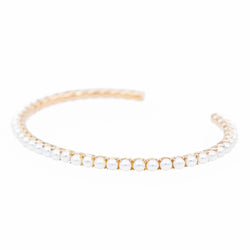 Bracelet Jonc GINETTE NY "Open Pearl Bang" en Or rose et Perle - Castafiore