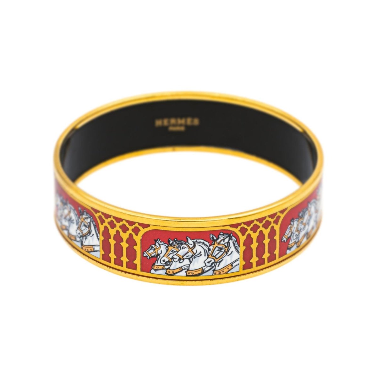 Bracelet Jonc HERMÈS en or jaune et émail - Castafiore