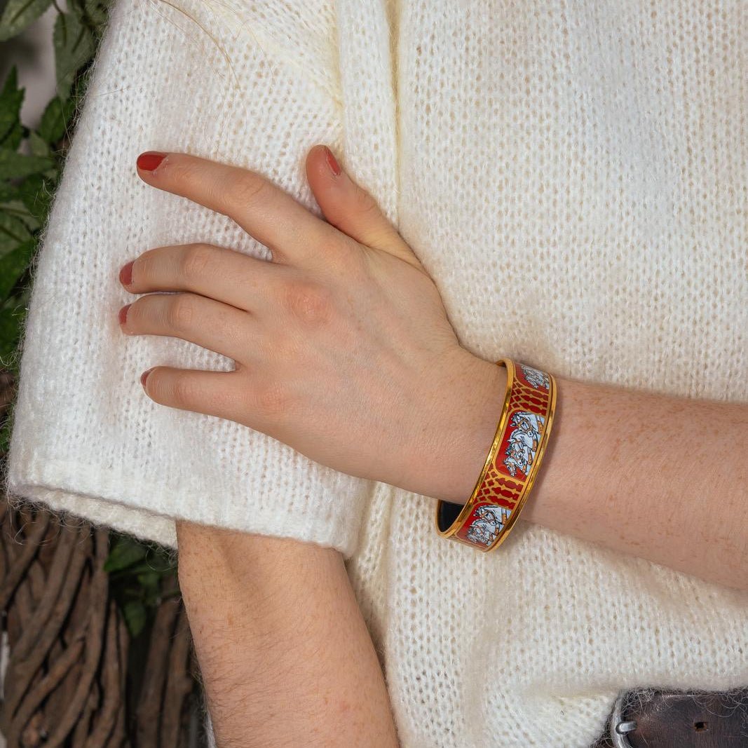 Bracelet Jonc HERMÈS en or jaune et émail - Castafiore