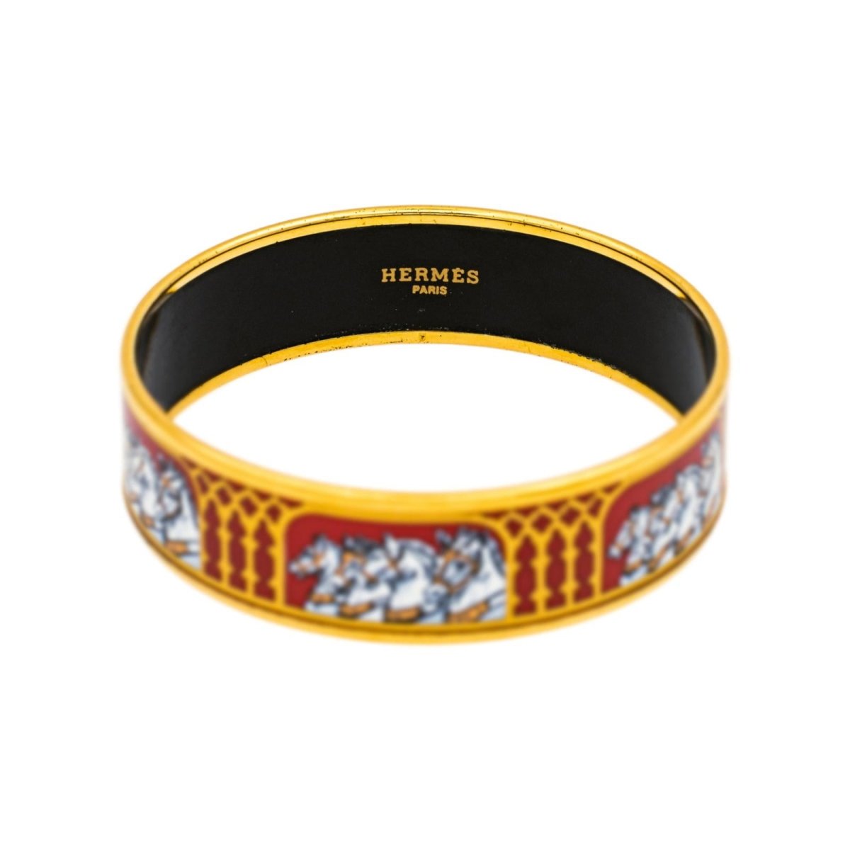 Bracelet Jonc HERMÈS en or jaune et émail - Castafiore