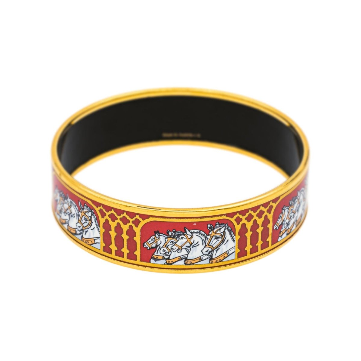 Bracelet Jonc HERMÈS en or jaune et émail - Castafiore