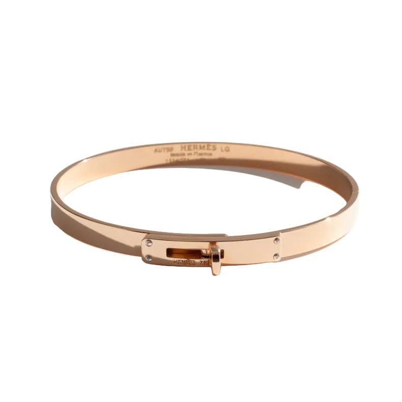 Bracelet Jonc HERMÈS "Kelly" PM en or rose et diamants - Castafiore
