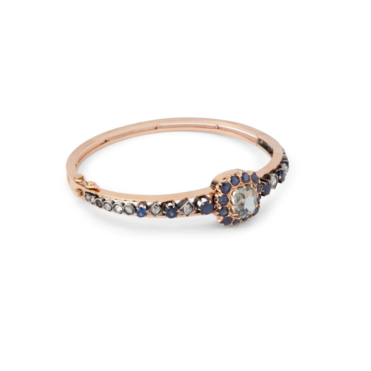 Bracelet Jonc "Joséphine" en or jaune, saphirs, améthyste et diamants - Castafiore