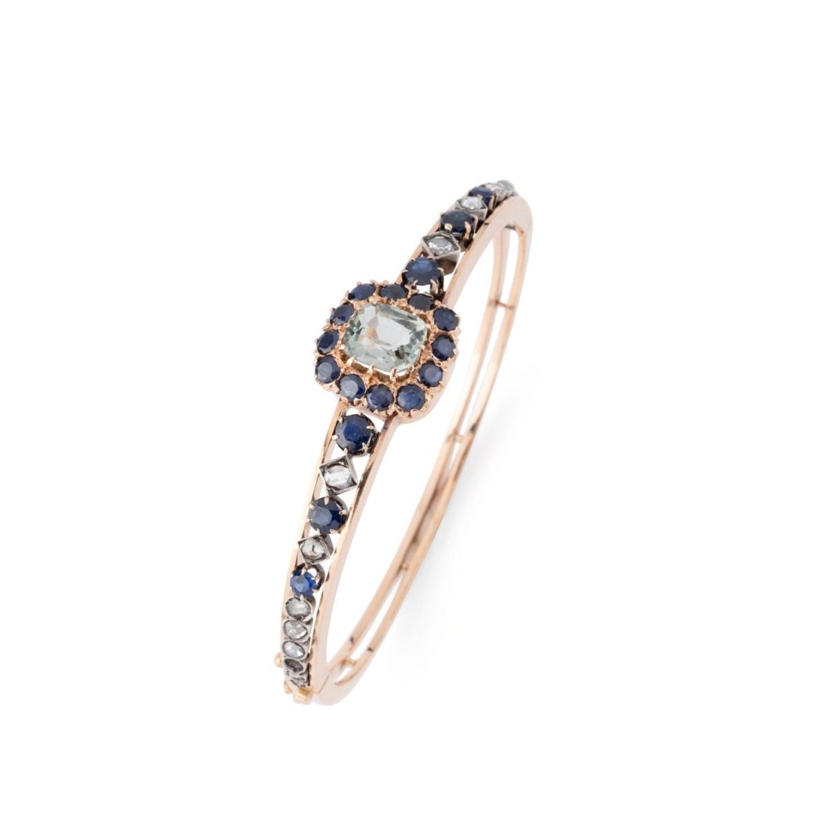 Bracelet Jonc "Joséphine" en or jaune, saphirs, améthyste et diamants - Castafiore