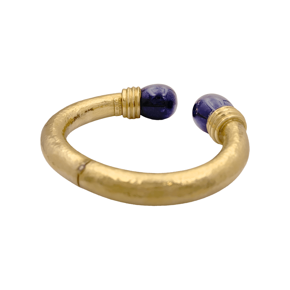 Bracelet Jonc LALAOUNIS "Neolithic" en or jaune et sodalite - Castafiore