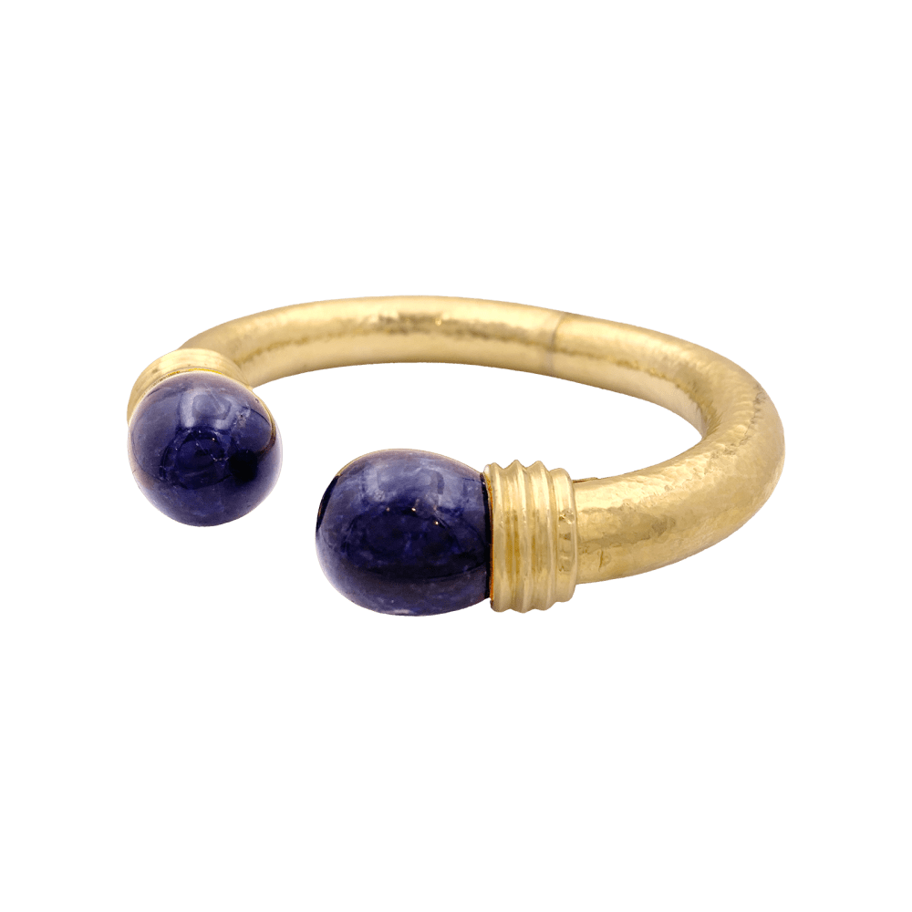 Bracelet Jonc LALAOUNIS "Neolithic" en or jaune et sodalite - Castafiore