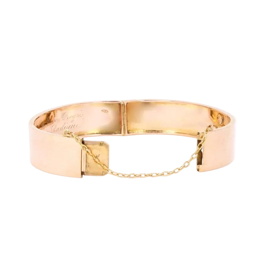 Bracelet jonc maçonnique or rose perles fines - Castafiore