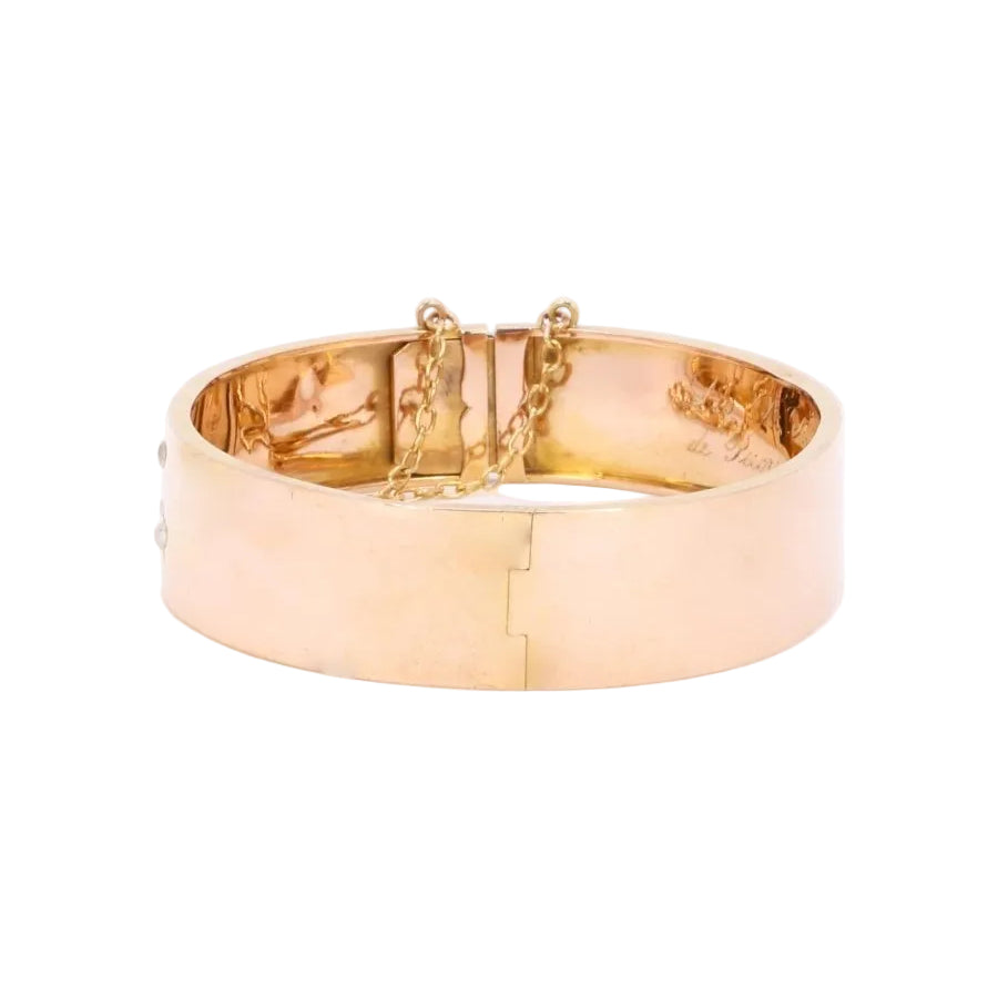 Bracelet jonc maçonnique or rose perles fines - Castafiore