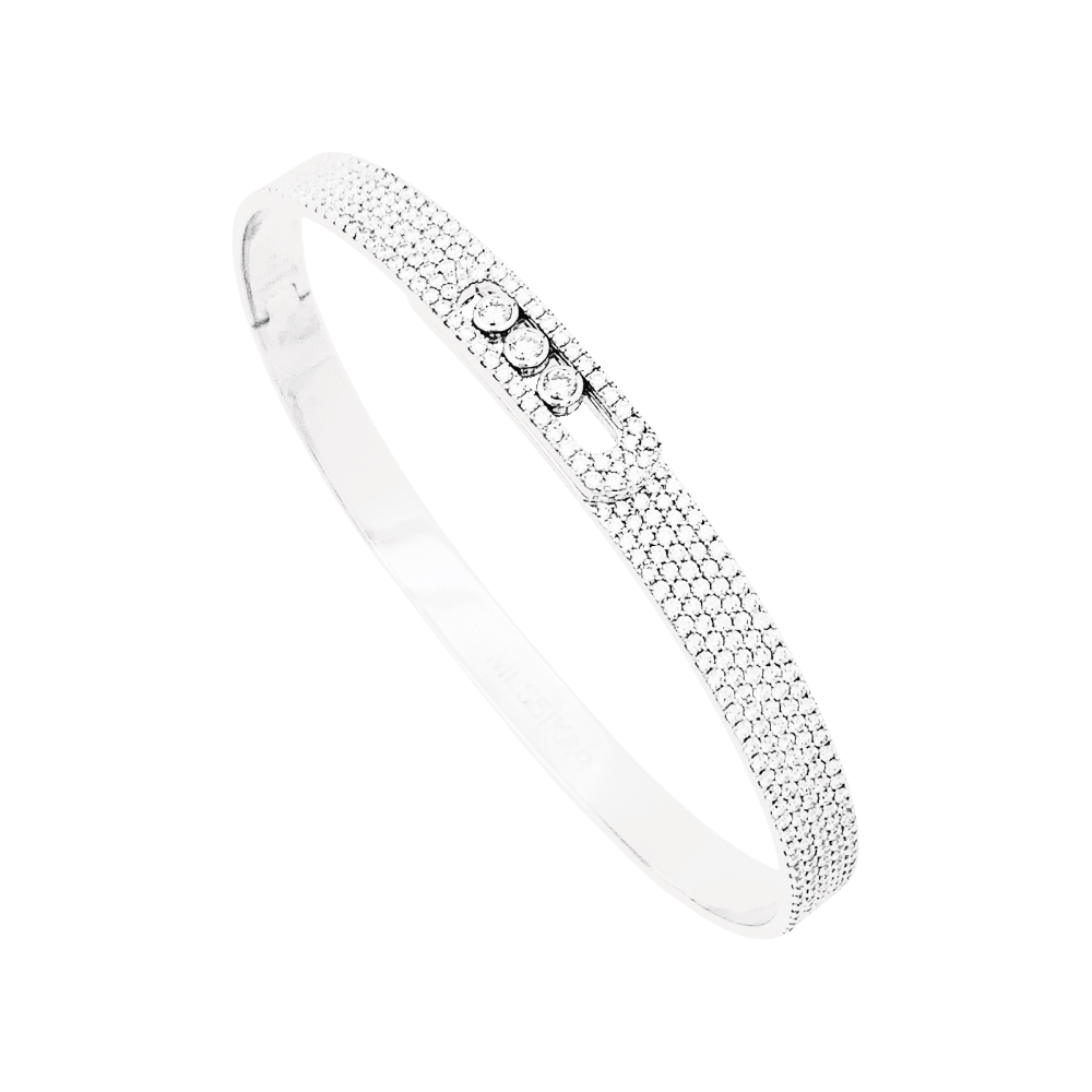 Bracelet Messika, "Bangle Pavé Move Noa", white gold and diamonds.