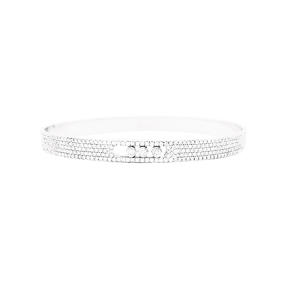 Bracelet Messika, "Bangle Pavé Move Noa", white gold and diamonds.