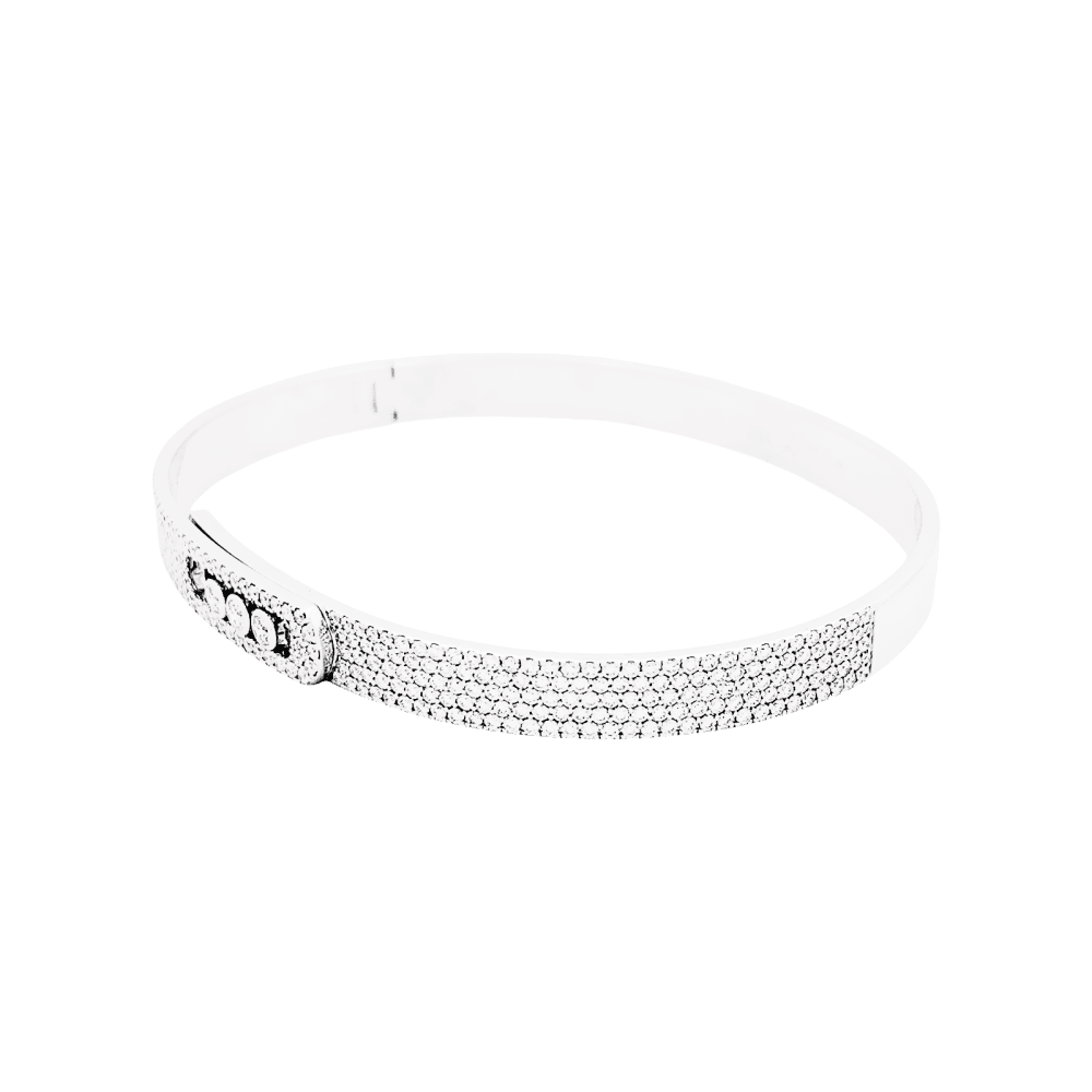 Bracelet Messika, "Bangle Pavé Move Noa", white gold and diamonds.