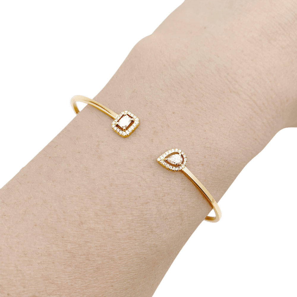 Bracelet Messika, "Jonc Flex Toi & Moi My Twin yellow gold and diamonds.