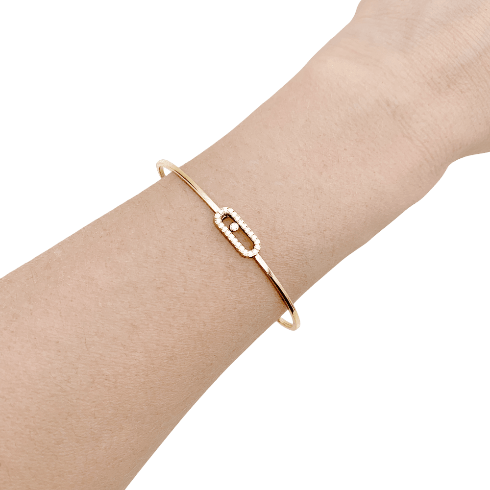 Bracelet Messika, "Jonc Flex Pavé Move Uno", rose gold and diamonds.