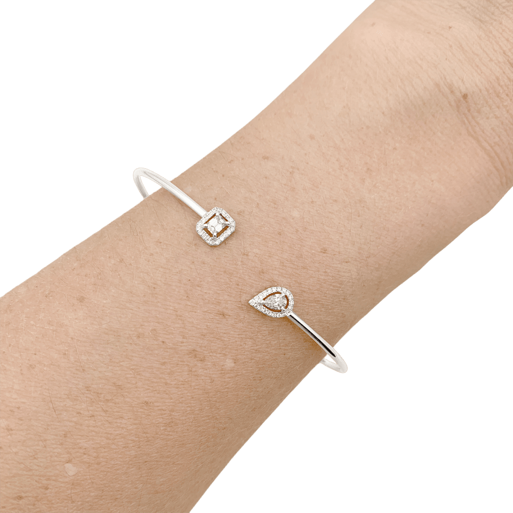 Bracelet Messika, "Jonc Flex Toi & Moi My Twin", white gold and diamonds.