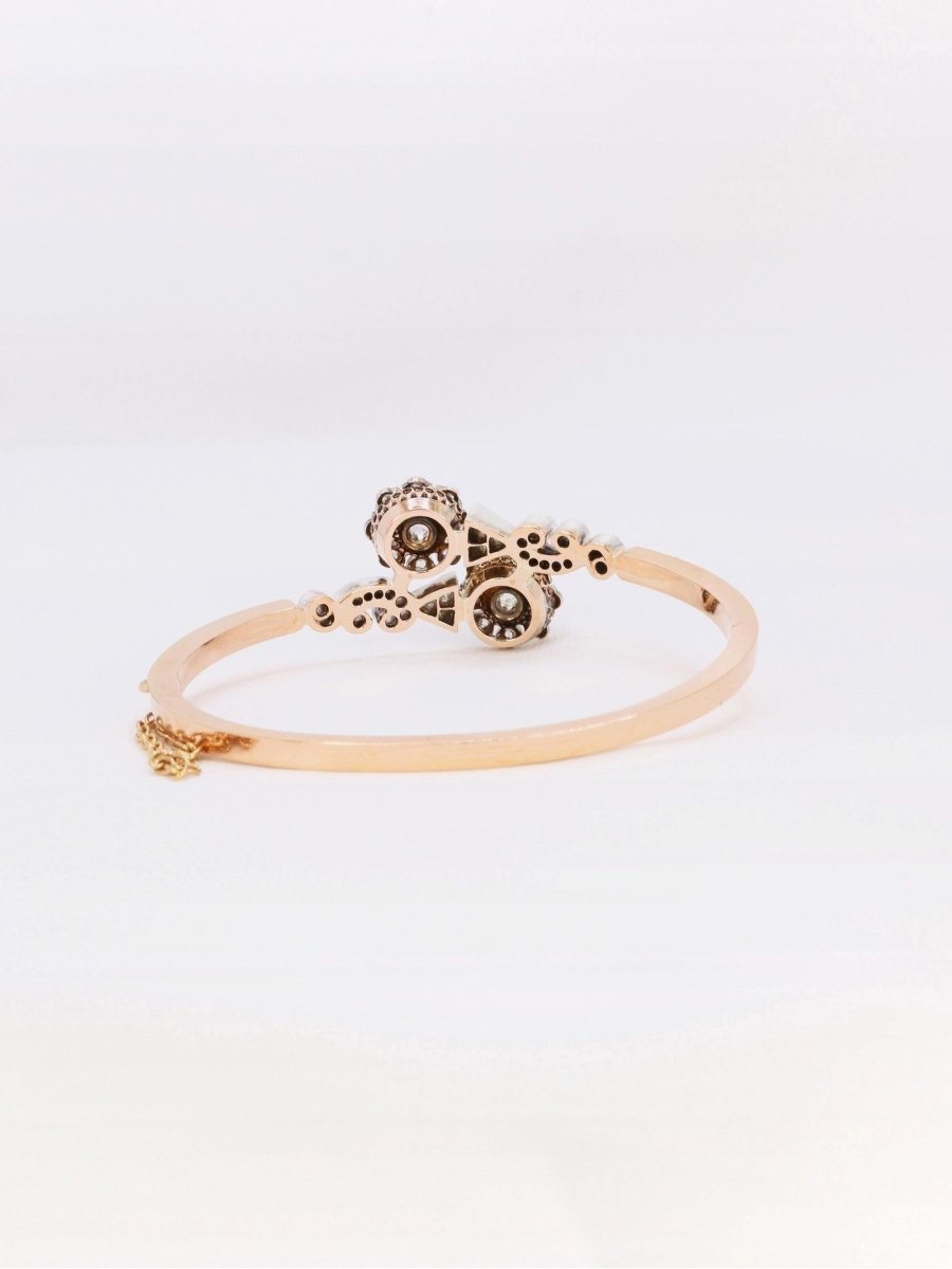 Bracelet jonc Napoléon III or rose diamants taille rose - Castafiore