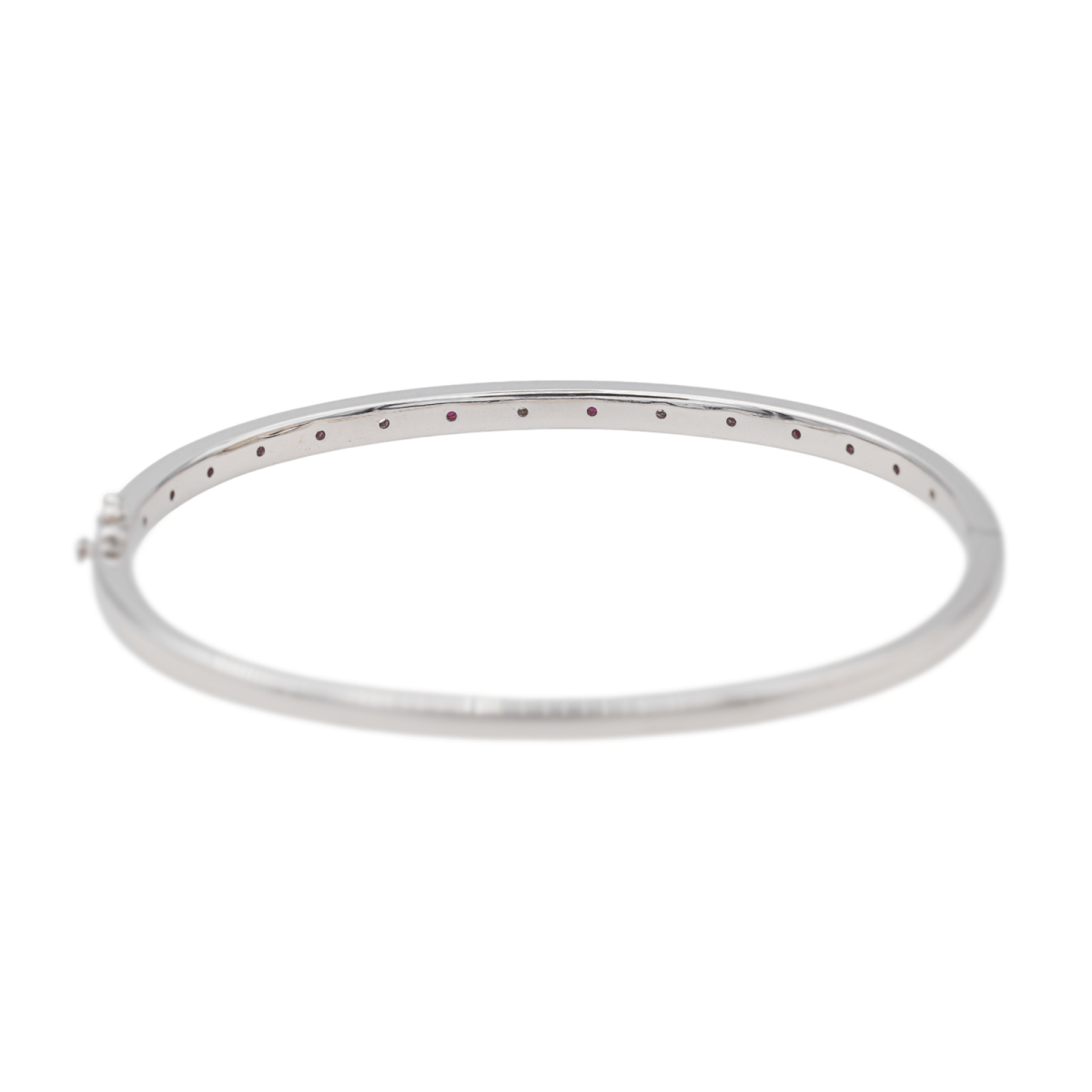 Bracelet Jonc Or Blanc avec Rubis et Diamants - Castafiore