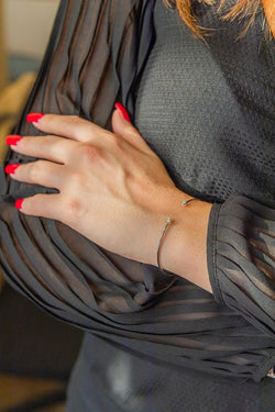 Bracelet Jonc Or blanc Diamant - Castafiore