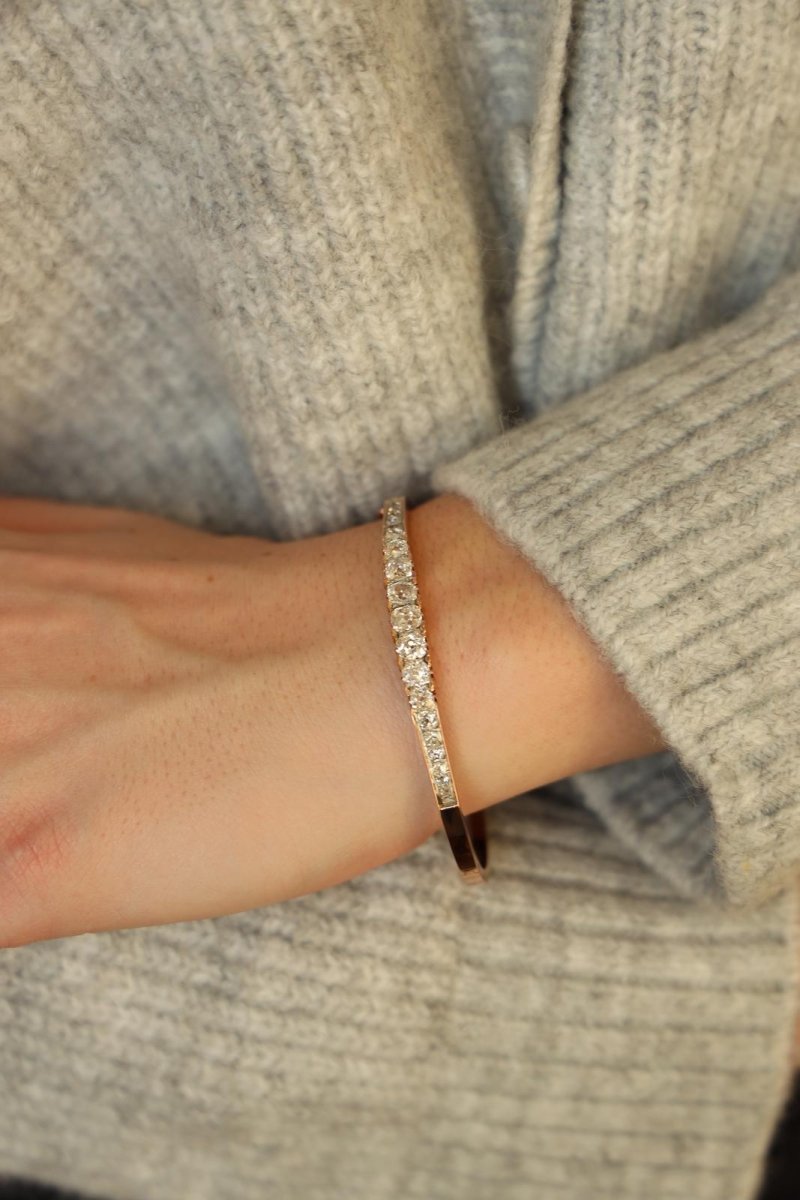 Bracelet Jonc Or rose Diamant - Castafiore