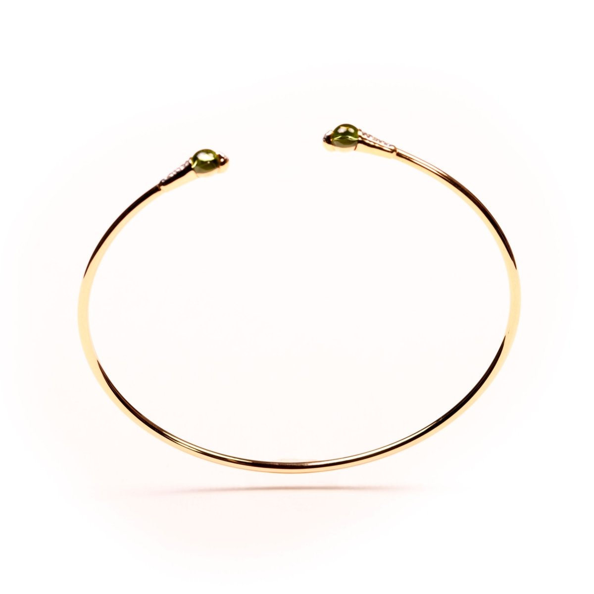 Bracelet jonc ouvert Pomellato "M'ama non m'ama" péridots et diamants - Castafiore