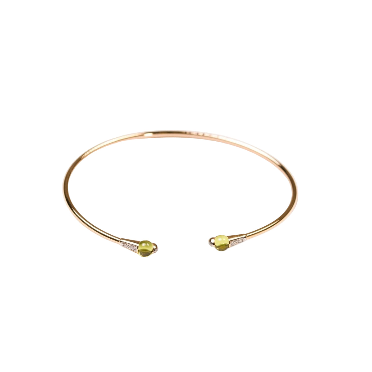Bracelet jonc ouvert Pomellato "M'ama non m'ama" péridots et diamants - Castafiore