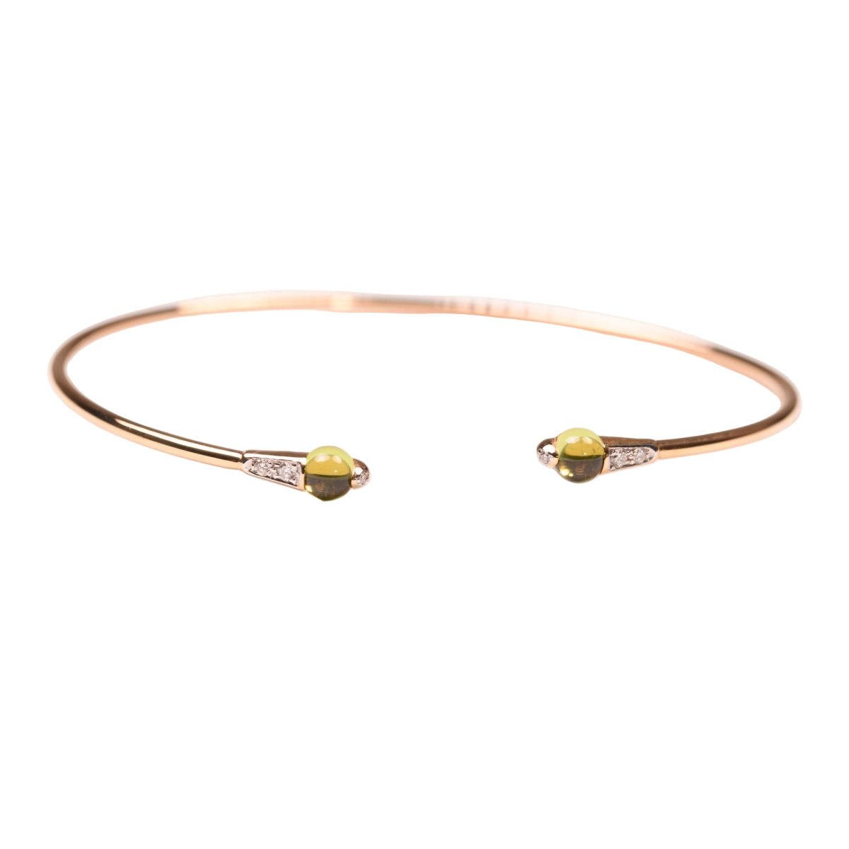 Bracelet jonc ouvert Pomellato "M'ama non m'ama" péridots et diamants - Castafiore