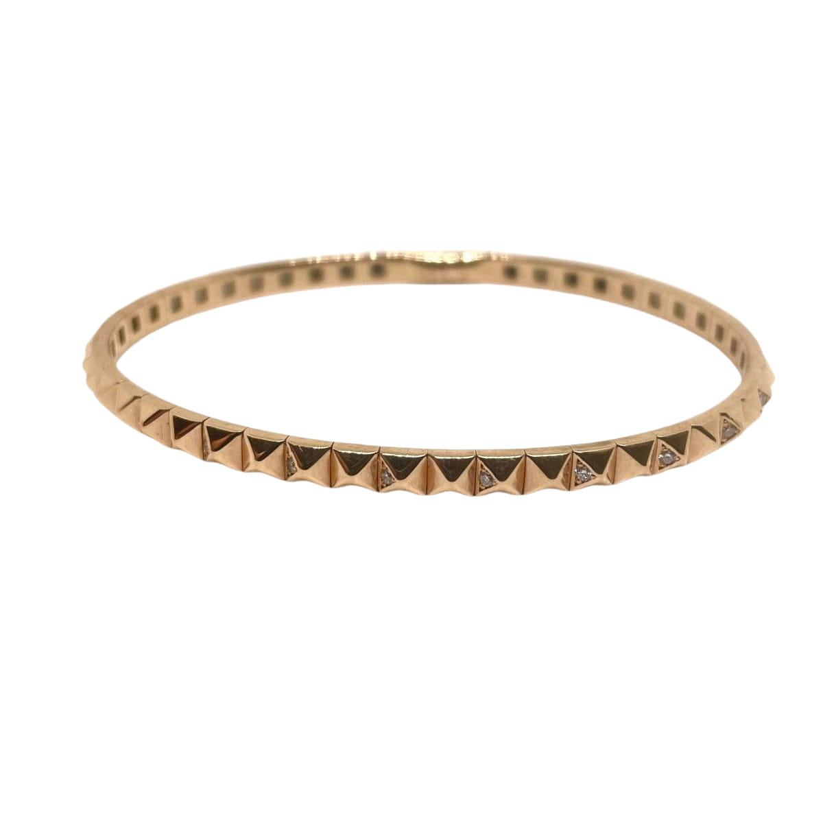 Bracelet jonc ouvrant or rose et petits diamants - Castafiore