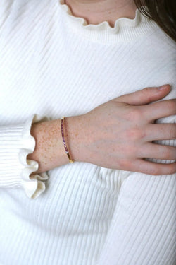 Bracelet jonc ouvrant rubis calibrés et diamants - Castafiore