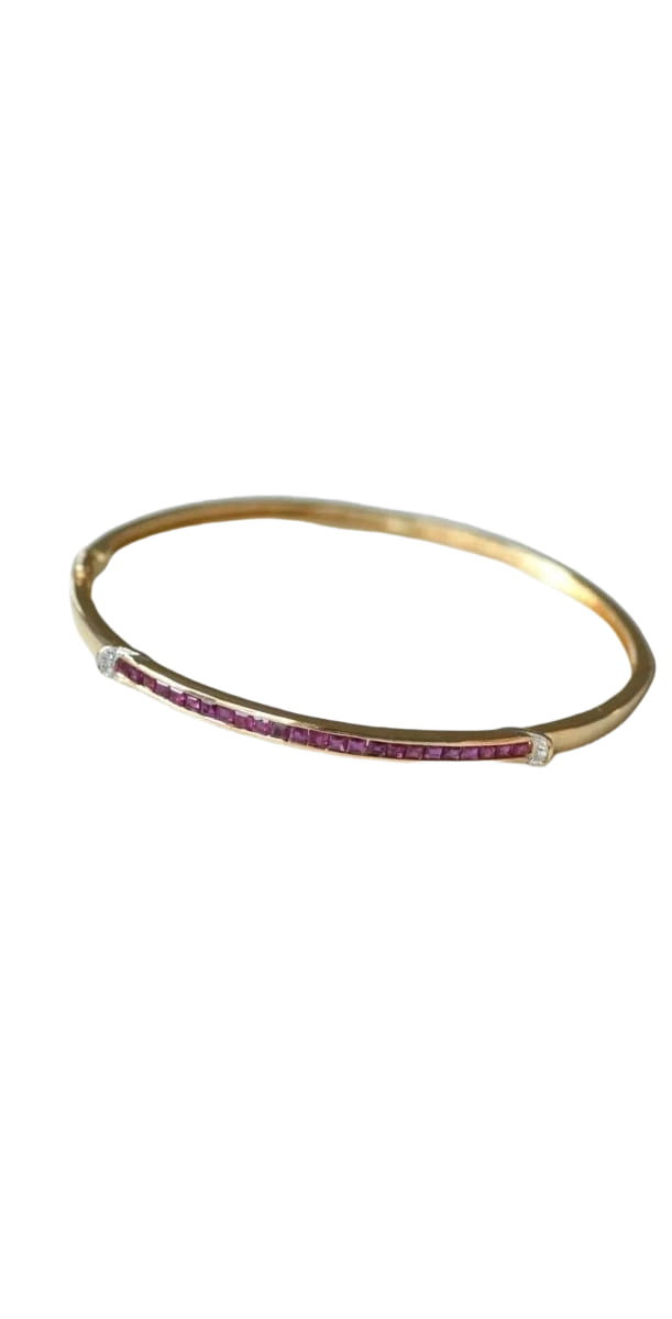 Bracelet jonc ouvrant rubis calibrés et diamants - Castafiore