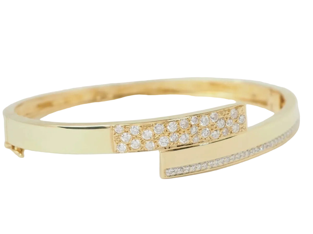 Bracelet Jonc plat en or jaune et diamants - Castafiore