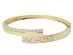 Bracelet Jonc plat en or jaune et diamants - Castafiore