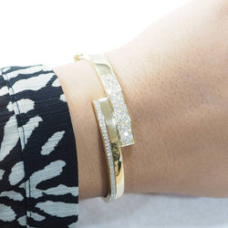 Bracelet Jonc plat en or jaune et diamants - Castafiore
