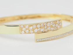 Bracelet Jonc plat ouvrant or jaune et diamants - Castafiore