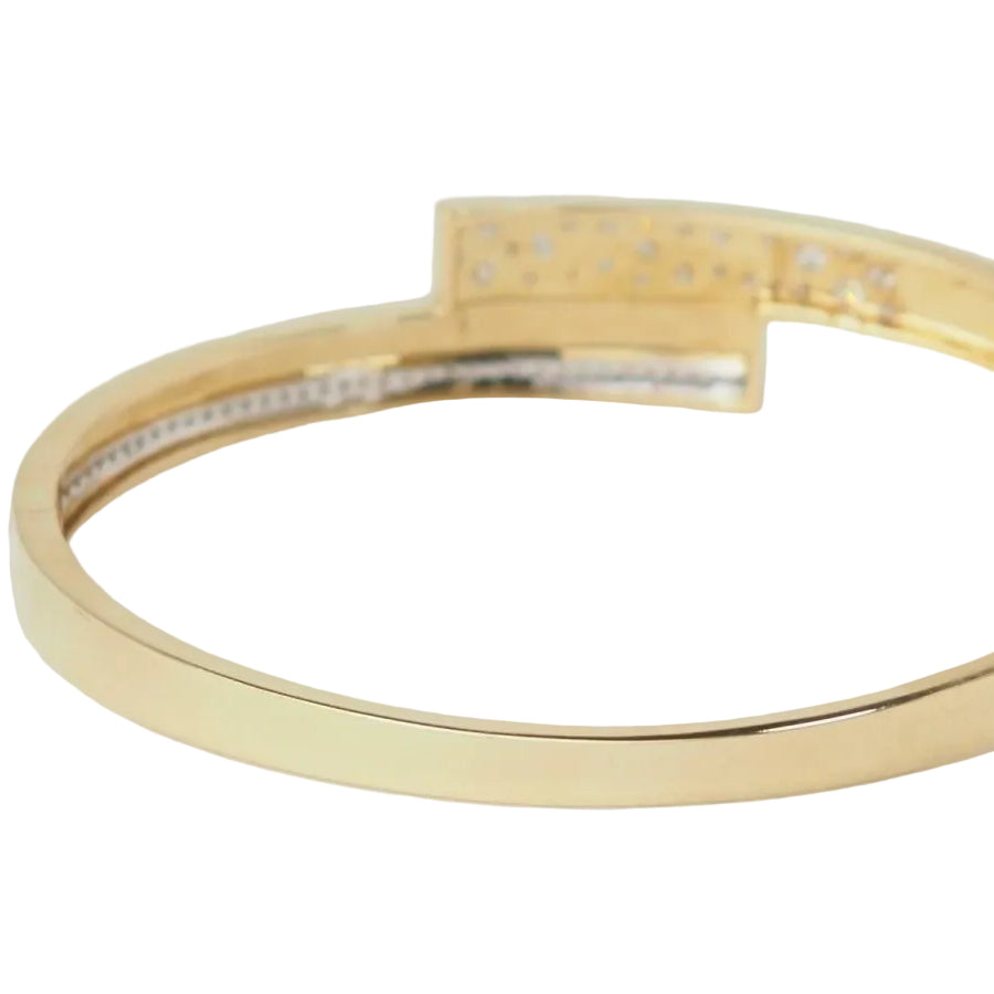 Bracelet Jonc plat ouvrant or jaune et diamants - Castafiore