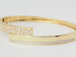 Bracelet Jonc plat ouvrant or jaune et diamants - Castafiore