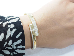 Bracelet Jonc plat ouvrant or jaune et diamants - Castafiore