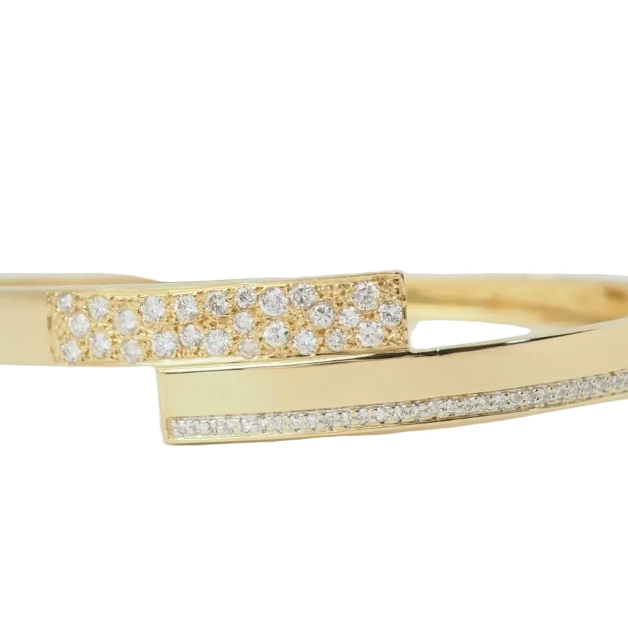 Bracelet Jonc plat ouvrant or jaune et diamants - Castafiore
