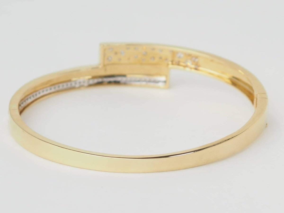 Bracelet Jonc plat ouvrant or jaune et diamants - Castafiore