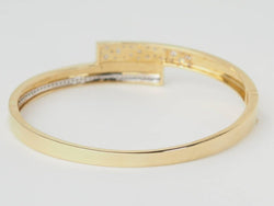 Bracelet Jonc plat ouvrant or jaune et diamants - Castafiore