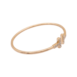 Bracelet Jonc TIFFANY & CO "Wire" en or rose et diamants - Castafiore