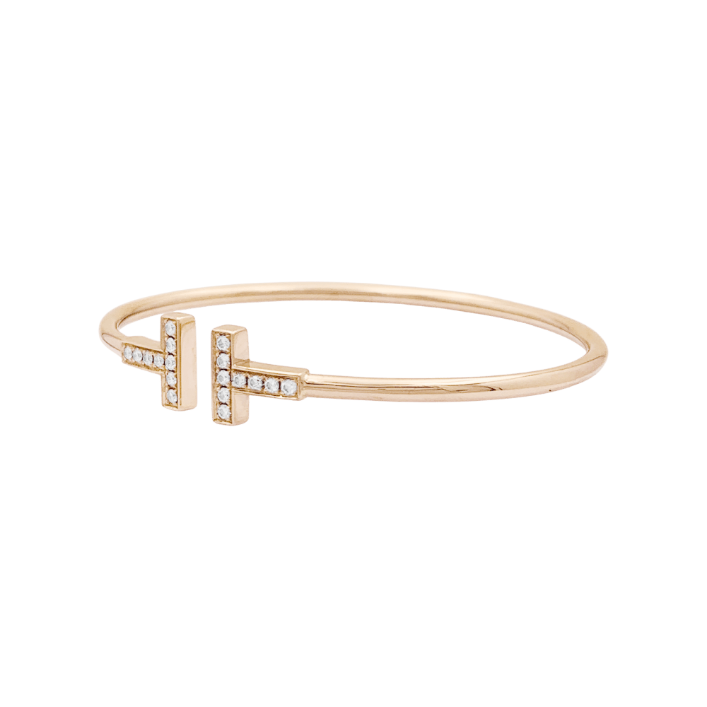 Bracelet Jonc TIFFANY & CO "Wire" en or rose et diamants - Castafiore