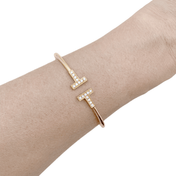 Bracelet Jonc TIFFANY & CO "Wire" en or rose et diamants - Castafiore