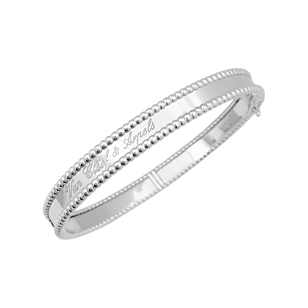 Bracelet Jonc VAN CLEEF & ARPELS "Perlée Signature" en or blanc et perles - Castafiore