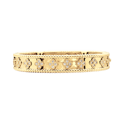 Bracelet Jonc VAN CLEEF & ARPELS "Perlée Trèfles" en or jaune et diamants - Castafiore