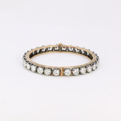 Bracelet jonc vintage or argent diamants 12 ct - Castafiore