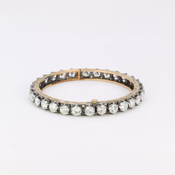 Bracelet jonc vintage or argent diamants 12 ct - Castafiore