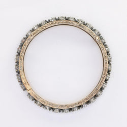 Bracelet jonc vintage or argent diamants 12 ct - Castafiore